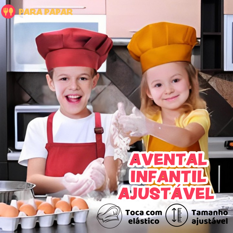 Avental e Toca Chef Cozinha Infantil