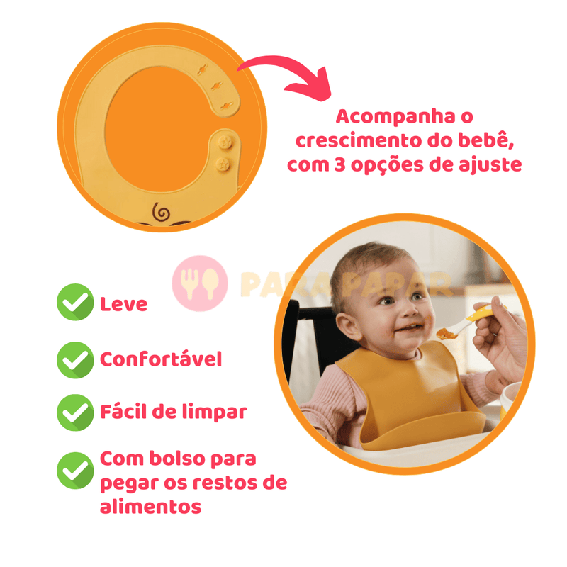 Babador de Silicone Cata Migalhas Para Bebê