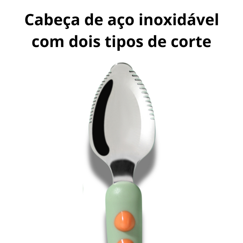 Colher de Silicone 2 em 1: Para Raspar e Oferecer Frutas