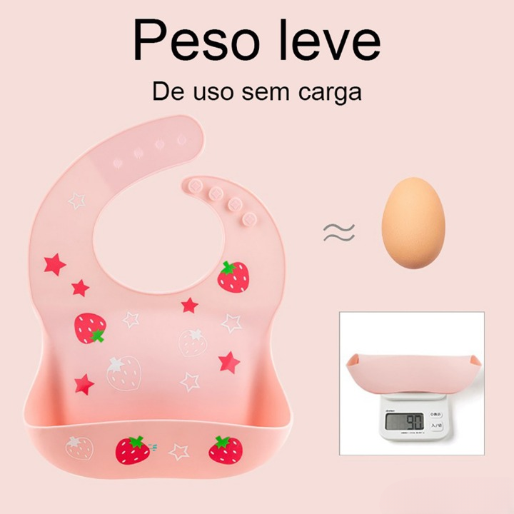 Babador de Silicone para Bebê com Bolso Cata Migalhas