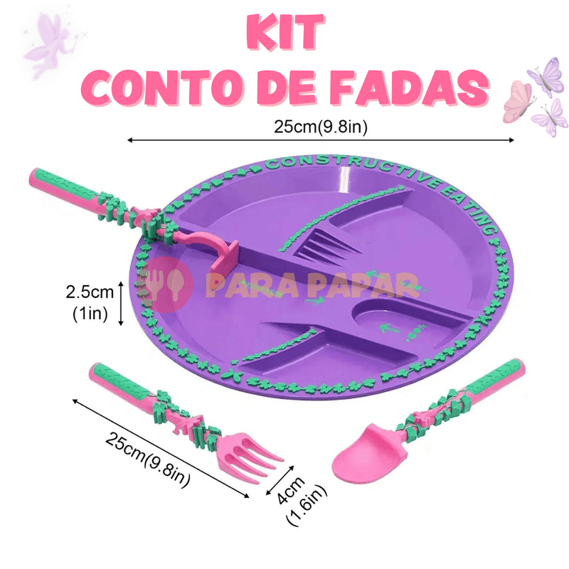 Kit Alimentação Divertida (Construção, Dinossauro e Conto de Fadas) - Para Papar