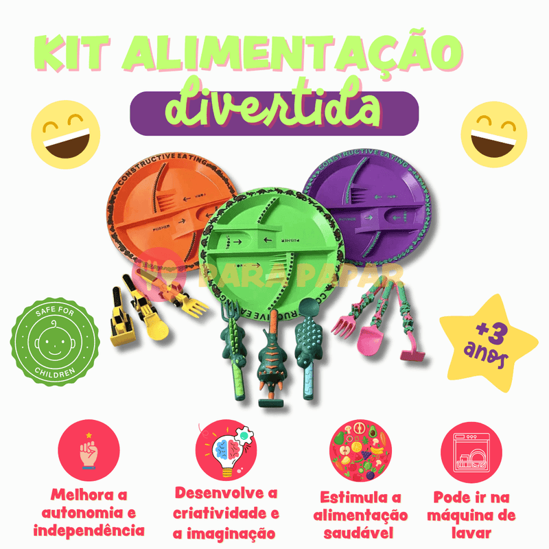 Kit Alimentação Divertida (Construção, Dinossauro e Conto de Fadas) - Para Papar