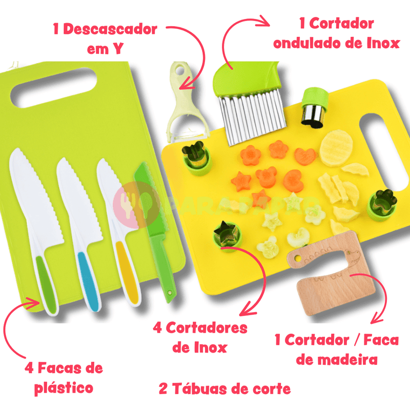 Kit de Autonomia Infantil Cozinha Montessori (13 peças) - Para Papar