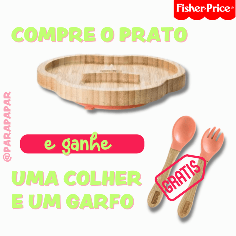 Prato em Bambu Com Ventosa Linha Bam N' Boo - Fisher Price - Para Papar