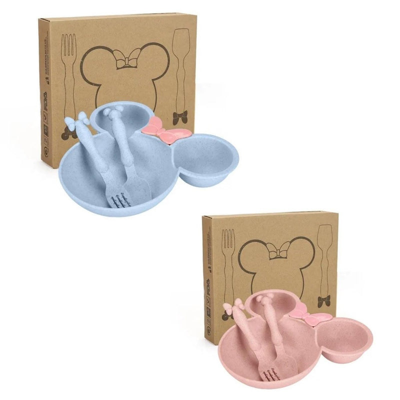 Prato Infantil Minnie com Talheres - Kit de Introdução Alimentar Disney