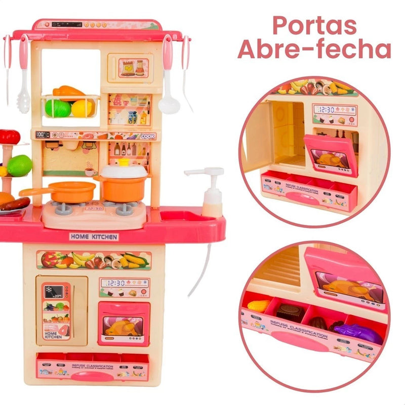 Kit Cozinha De Brinquedo Completa Infantil Sai Água E Som