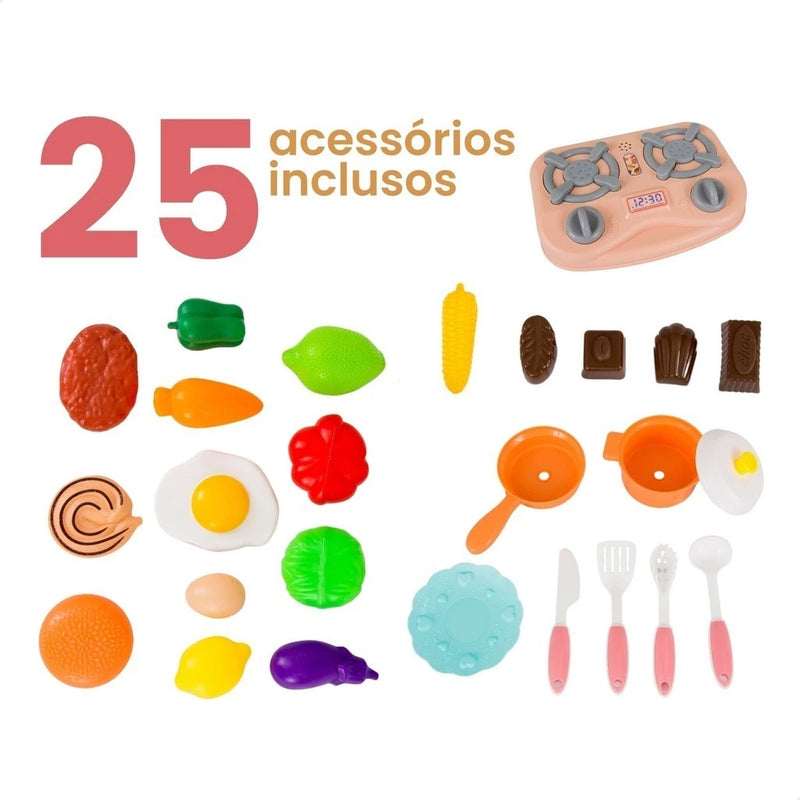 Kit Cozinha De Brinquedo Completa Infantil Sai Água E Som